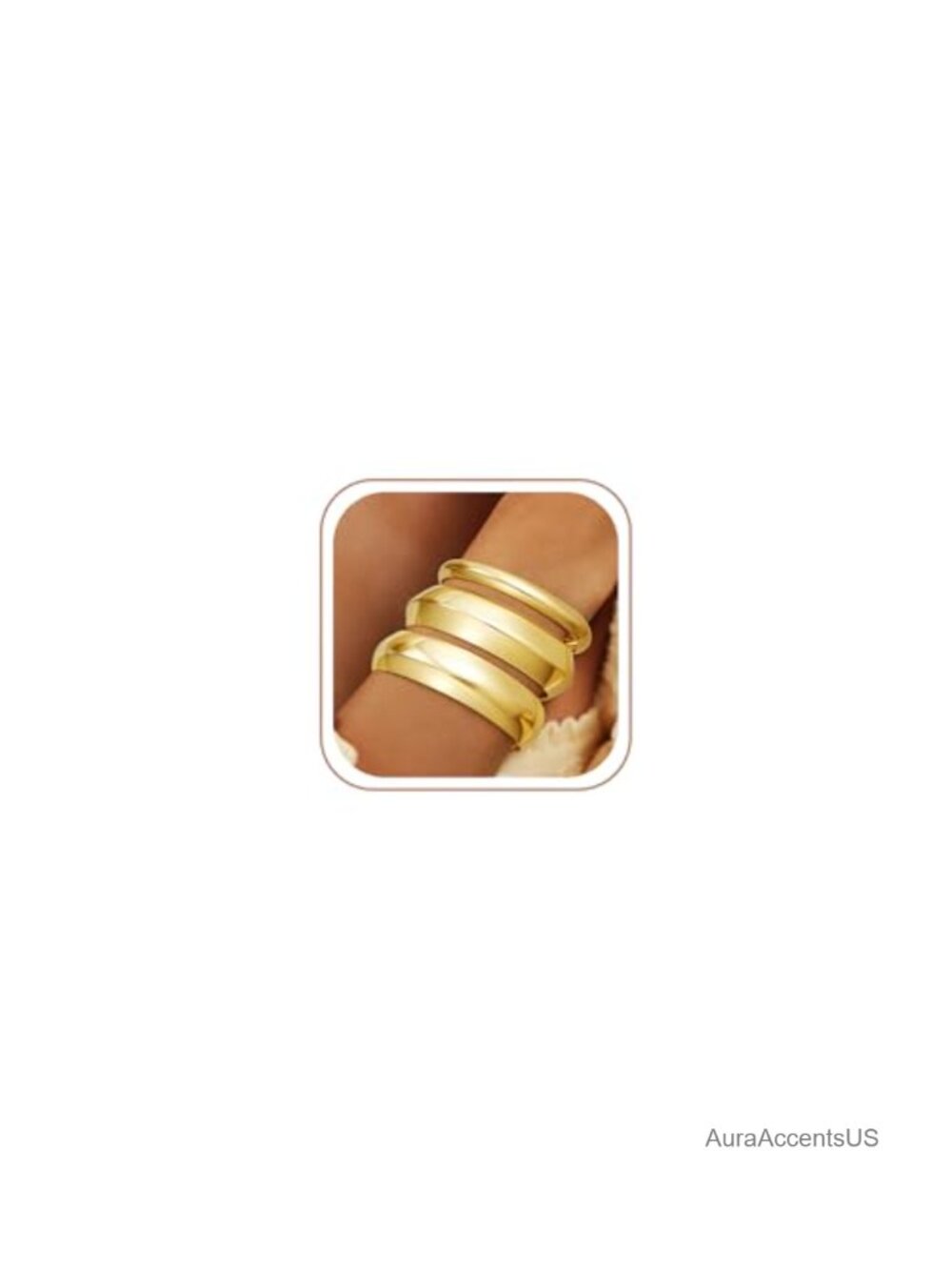 Chunky 14K Gold Plated Stackable Bangle Bracelets Set - Women's Cuff